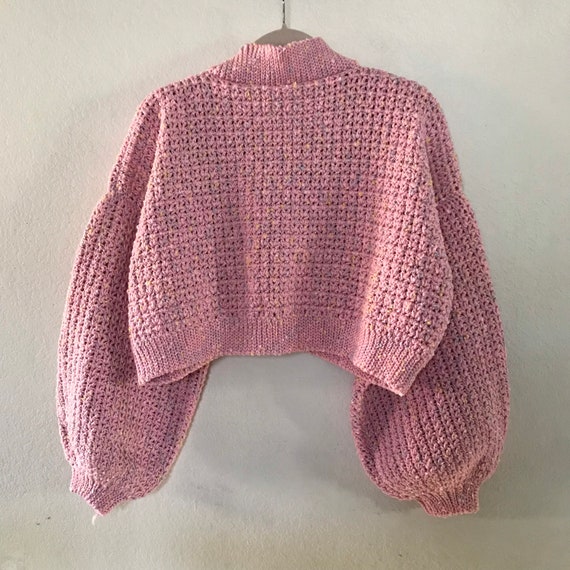 Pink Speckle Crochet Cardigan - Etsy
