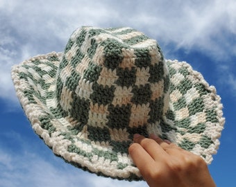 Matcha Checkers Western Hat