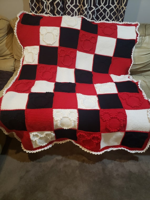 Red Black White Mickey Mouse Blanket Etsy