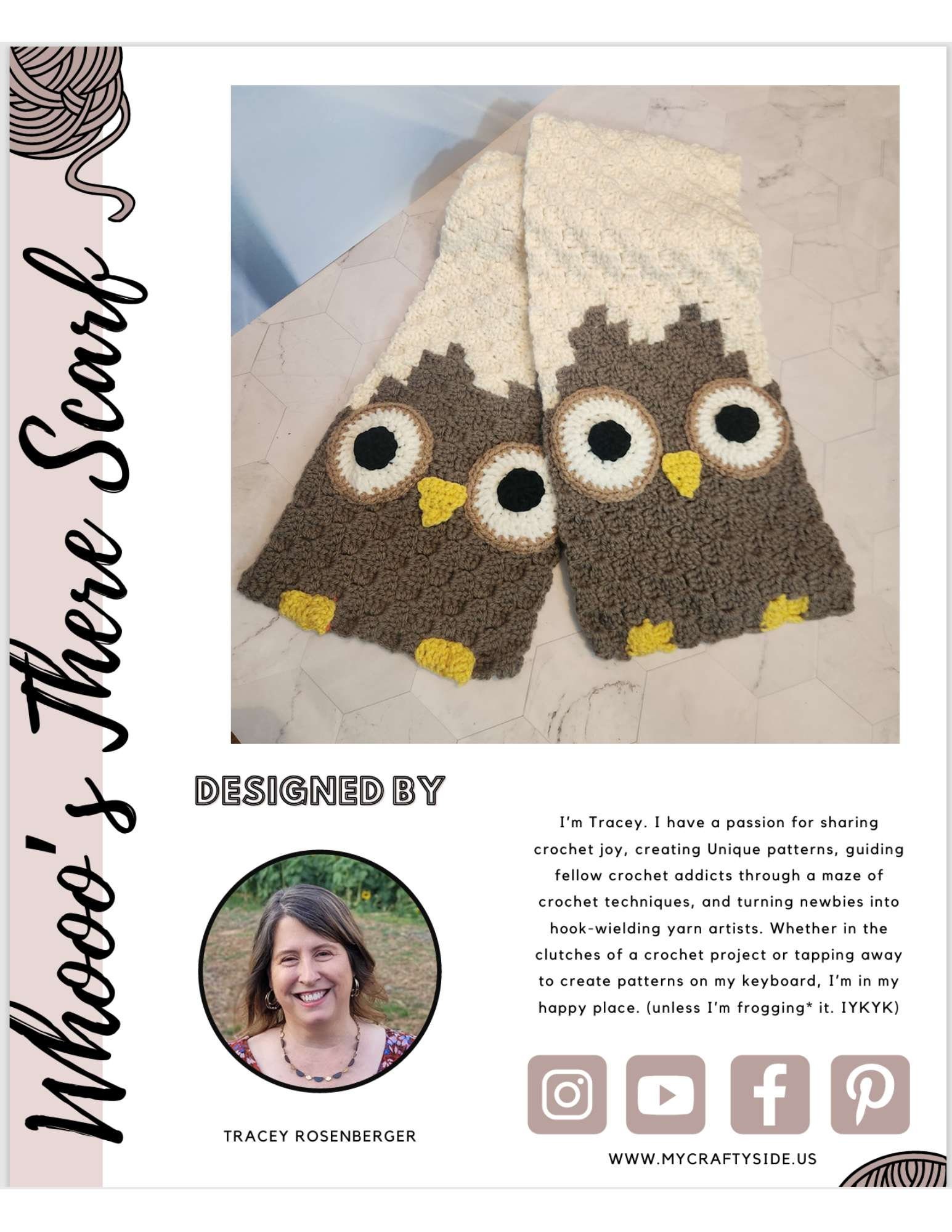 Whoooo's There? Owl Scarf CROCHET PATTERN