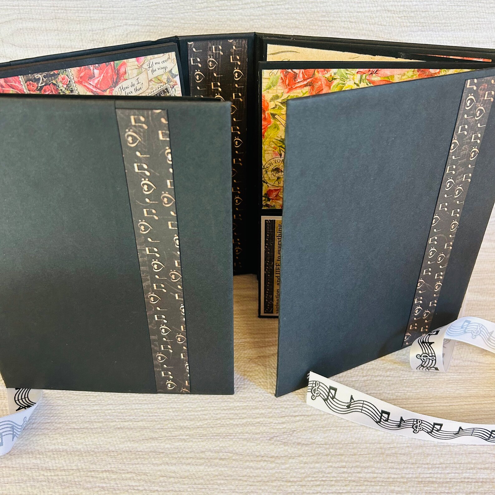 Music Themed Quad Fold Folio/love Notes Mini Album / Scrapbook Album ...
