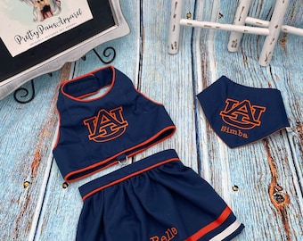 Auburn Cheerleader Dog Dress/ Football Dog Dress/ Team Football Dog Dress/ Fall Dog Dress