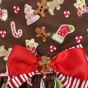 Christmas Dog dress/Holiday Dog Dress/Ginger breadman Dog Dress/Special Occasion Dog Dress image 3