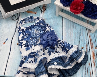 Blue Rose Dog Dress/ Spring Dog Dress / Wedding Dog Dress