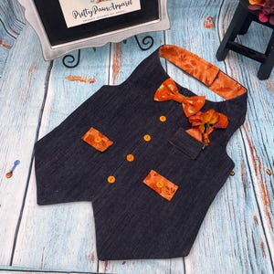 Fall Demin Dog Vest/ Navy Dog vest/Orangw Dig vest