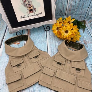 Khaki Dog Vest/ Hiking Dog vest/Fishing Dog Vest/ Holiday Dog Vest /Winter Pet Vest