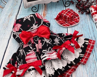 Christmas Pet Dress: Red Bow, Plaid & Holiday Santa Dress