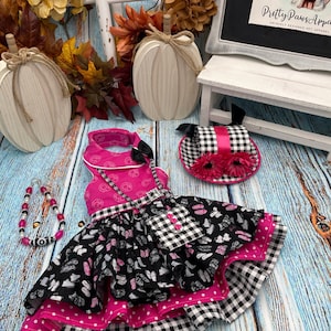 Pink and Black Barbie Dog Dress/Halloween Dog dress/Birthday dog dress/Party Dog Dress/Wedding Dog Dress