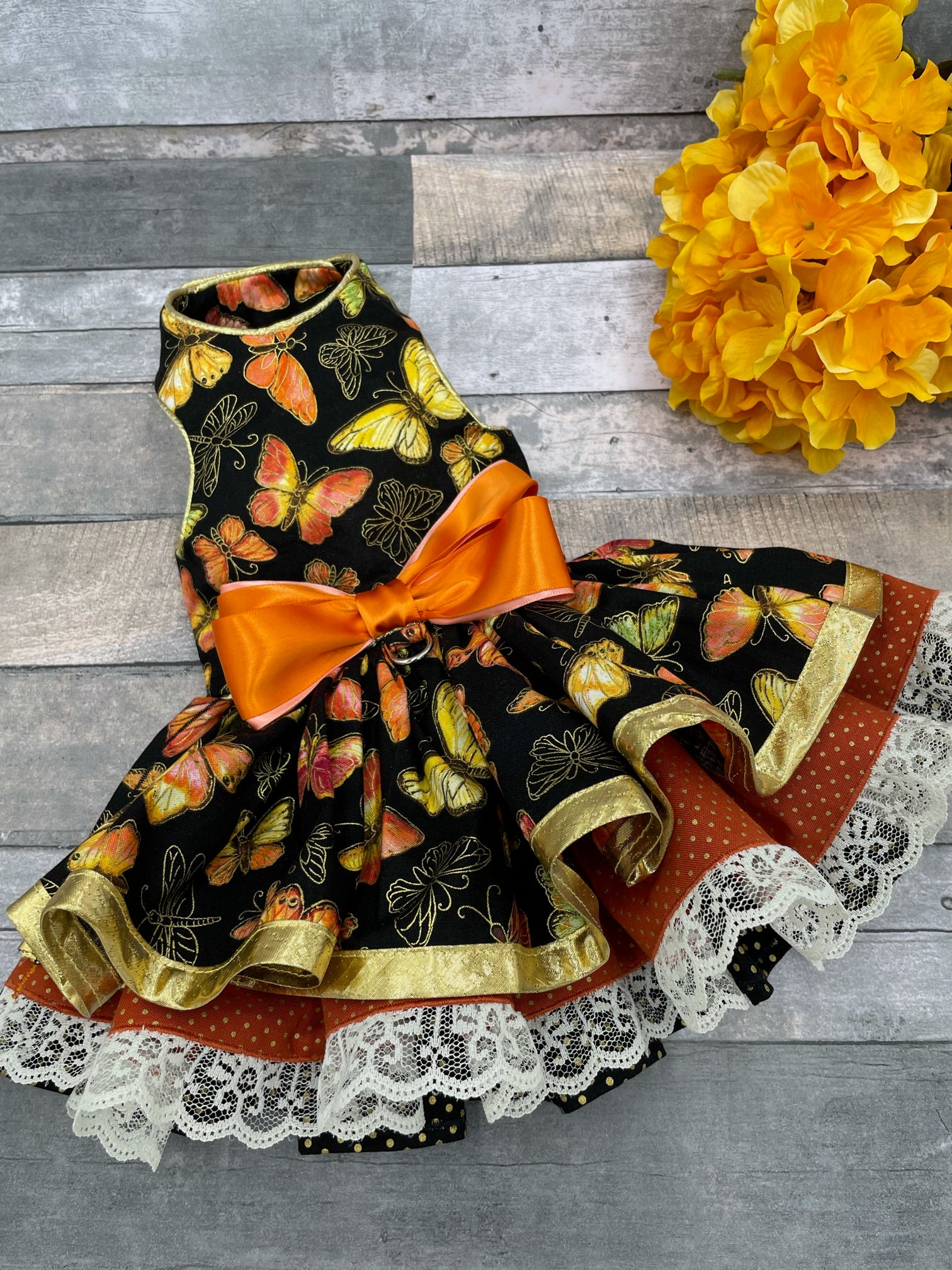 Fall Dog Dress/black Butterfly Dog Dress/thanksgiving Dog Etsy