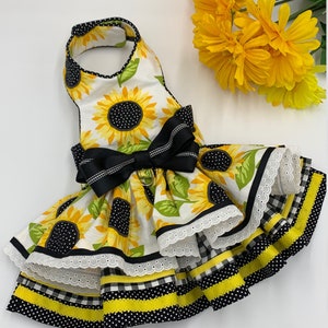Yellow Sunflower Dog Dress/ Summer Dog Dress/Special Occasion Dog Dress/Birthday Dog Dress