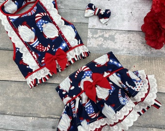 Fourth of July Dog Harness/Independence Day Dog dress/Summer Dog Dress/Party Dog Dress