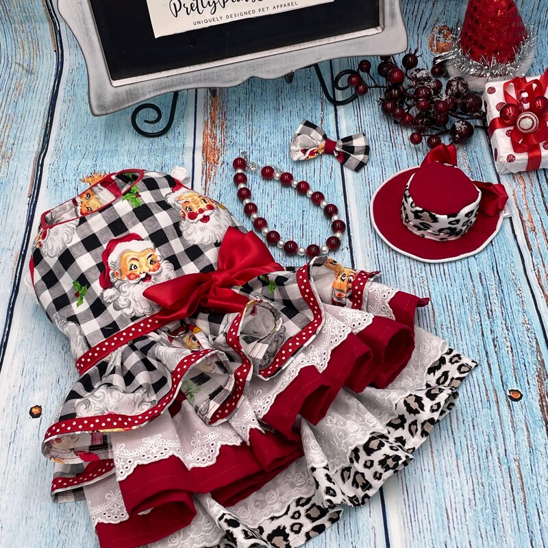 Dogs and Branches Cotton Christmas Dress