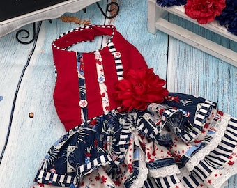 Independence Day Dog Dress:  Red, White, Blue