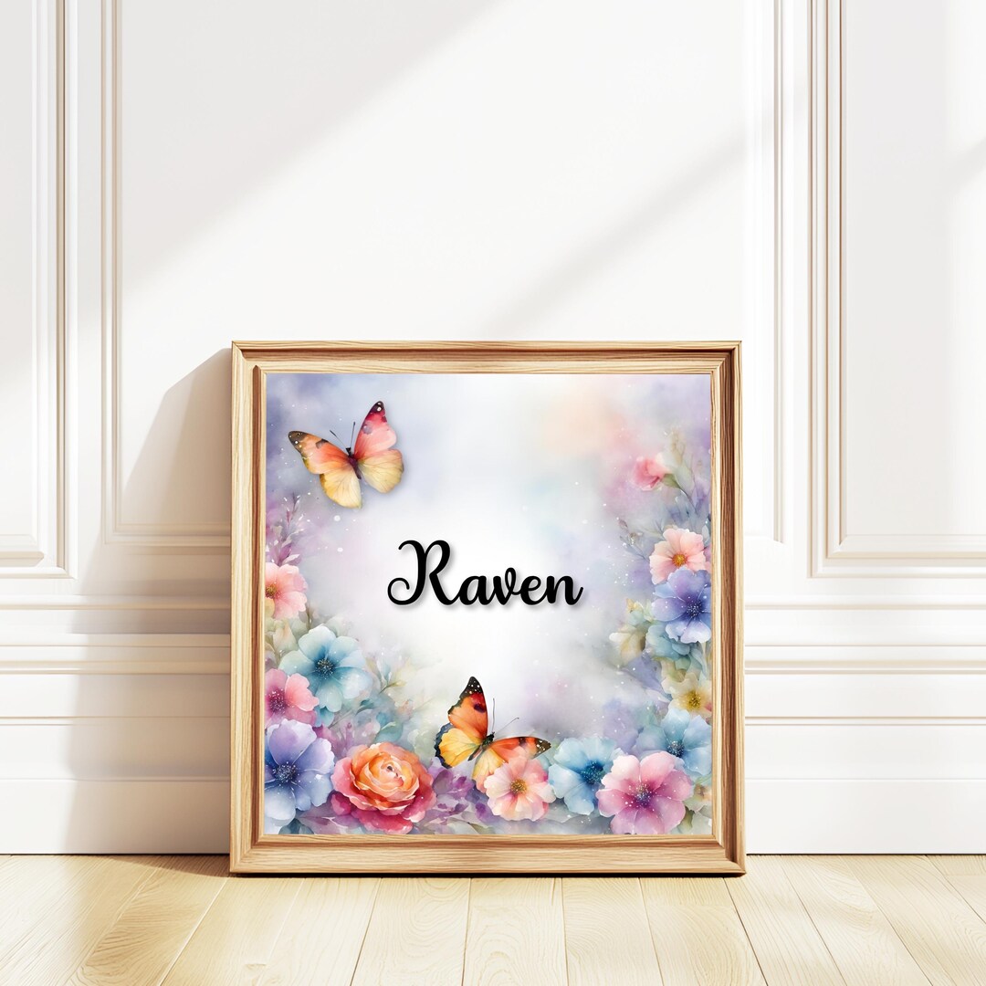 Nursery Name Print | Butterfly Floral Wall Art | Girl Room Decor ...