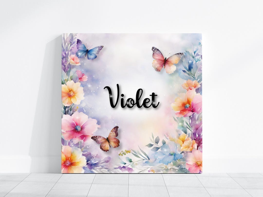 Custom Girl Name Gift | Butterfly Floral Art | Nursery Wall Decor ...