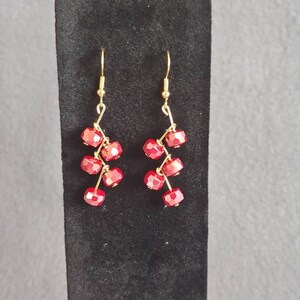 Red silverite cluster earrings