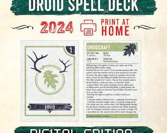 2024 Druid 5.5e Spell Cards, DnD Printable (Digital Download), Printable Druid Spell Cards, DND Instant Download, Dnd Gift, Dnd Accessories