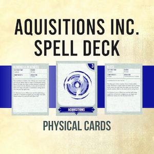 Expansión de hechizos de Dungeons and Dragons Acquisitions Incorporated ~ Mazo de hechizos de Acq Inc, 12 cartas de hechizo de DnD, recursos de DnD, accesorios de DnD