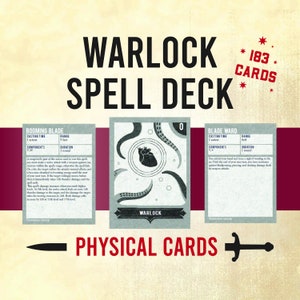 Magias de Bruxo de Dungeons & Dragons, Baralho de Magias D&D, Cartas de Magia de Níveis 0 a 9, Cartas de Referência Física, Presente de Jogador de D&D, Compatível com 5e