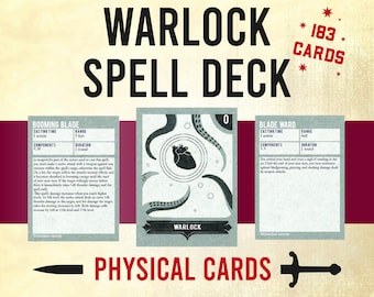 2014 Release 5e Dungeons And Dragons Warlock Spells, DnD Spell Deck, Levels 0-9 Spellcards, Physical Reference Cards, DnD Player Gift