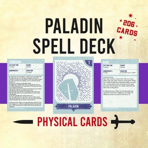 Dungeons And Dragons Paladin Spell Cards 5e ~ DnD Spell Deck, Paladin Spells Level 0-9, D&D Spell Reference, DnD Accessories, Physical Cards