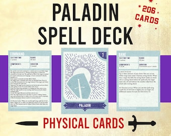 2014 Release 5e Dungeons And Dragons Paladin Spell Cards, DnD Spell Deck, Level 0-5 Paladin Spells, D&D Spell Reference, DnD Accessories