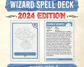DnD呪文カード、ウィザード呪文カード2024 5.5e、ダンジョンズ＆ドラゴンズアクセサリー、物理的なDnDカード、ウィザード呪文リファレンス～レベル0～9