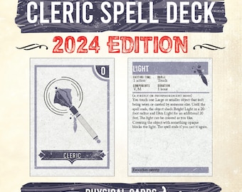 2024 5.5e DnD Zauberkarten, Kleriker Zauberkarten, DnD 5.5e Zauber Deck, Benutzerdefinierte Zauberkarten, Physische Karten für Dungeons und Drachen, Gamer Geschenk