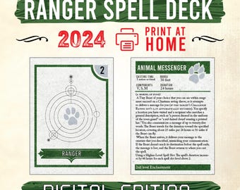 Digital Download 2024 5.5e Ranger Spell Cards, DnD Spell Cards, Dnd Printable, Dnd Accessories, Dungeon Master Download Files, Birthday Gift