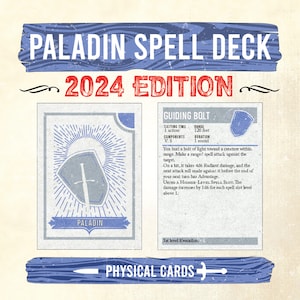 Cartas de hechizo de Paladín 2024, Mazo de hechizos de clase de Dungeons & Dragons, Cartas de DnD 5.ª Edición, Cartas de hechizo de 5.5e, Apto para principiantes (nivel 0-9)