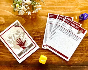 2024 Sorcerer Spell Deck, 5.5e Dungeons And Dragons Spells, DnD Beginners Gift, D&D Physical Cards, Board Games Lover Gift ~ Level 0-9