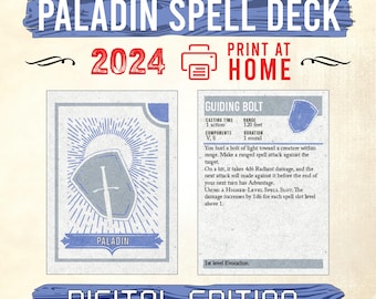2024 Paladin Spell Cards, DnD 5.5e, Digital Download, RPG Spell Reference, Instant Download, Tabletop Game Accessory, Paladin PDF Printable