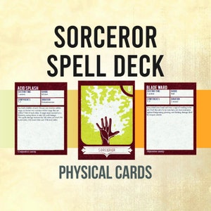 DnD ソーサラースペルカード、5e ダンジョンズ＆ドラゴンズ ゲームツール、DnD 初心者向けギフト、物理スペルカード、彼へのギフト、GameHelpers レベル 0～9