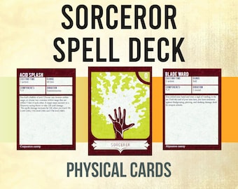 2014 Release 5e DnD Sorcerer Spell Cards, 5e Dungeons And Dragons Game Tools, DnD Beginners Gift, Physical Spell Cards, DM Supplies