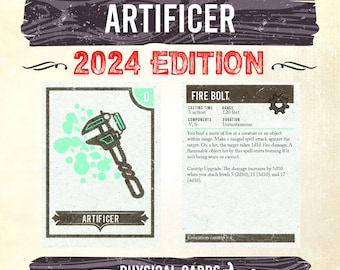 Cartas de Magia de Artífice Feitas à Mão, Cartas de Magia de Artífice para D&D, Baralho de Dungeons & Dragons 5.5e de 2024, Ferramentas para D&D 5ª Edição, Ideal para Iniciantes (0-5)