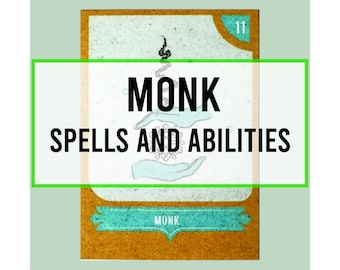 DnD Monk Spells ~ Dungeons And Dragons Spell Reference Cards ~ DnD Monk Physical Cards ~ Beginner Friendly Board Game Cards ~ Play DND