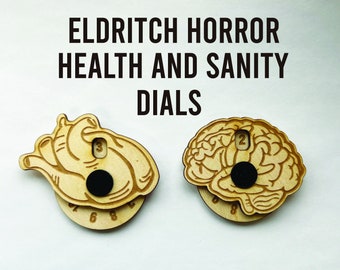 Eldritch Horror Health And Sanity Dials, Eldritch Horror Tracker, Board Game Accessories, Tabletop RPG Tools, Tabletop Game Tracker, Add On