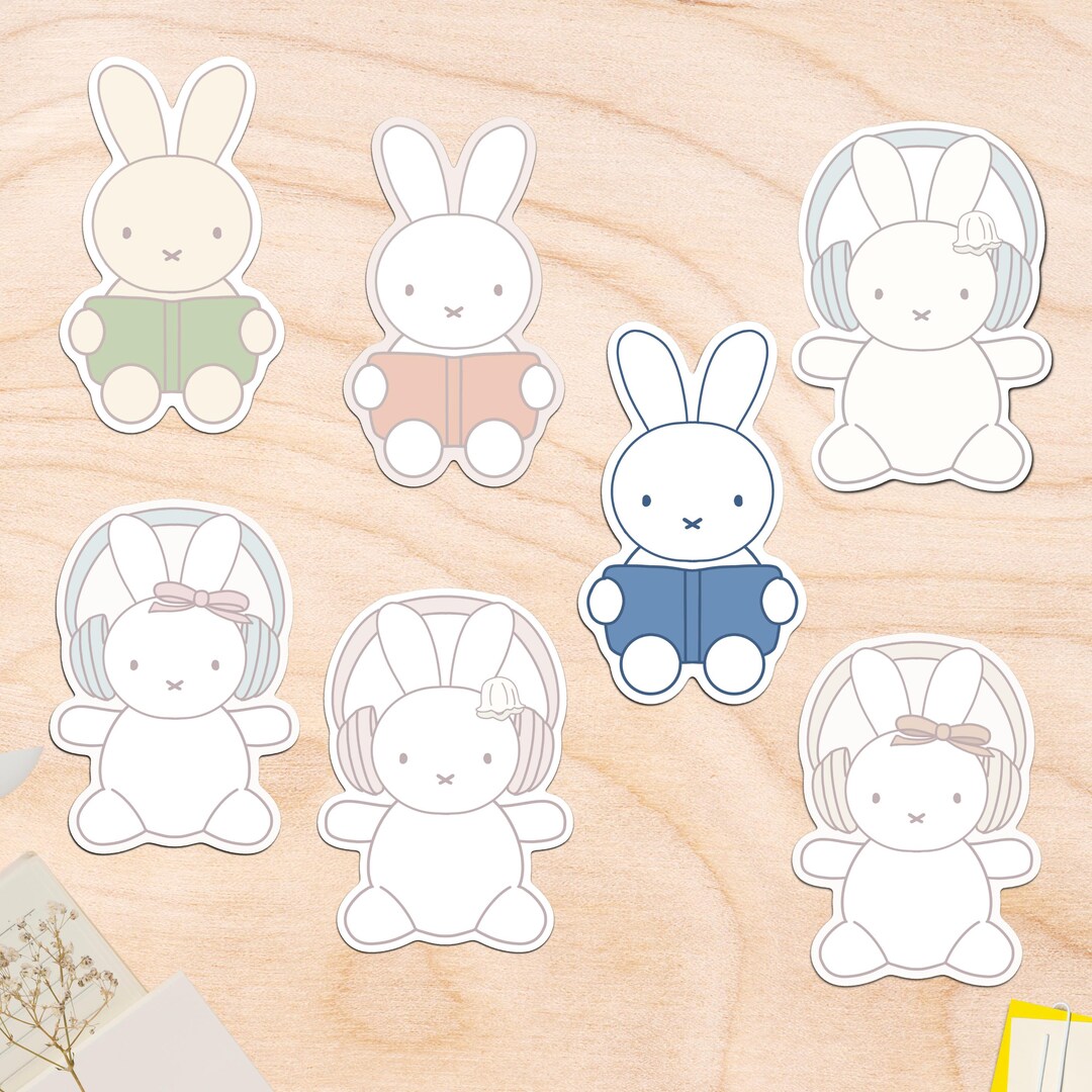 Miffy Stickers, Cute Bunny Sticker Pack, Kawaii Rabbit Sticker Water ...