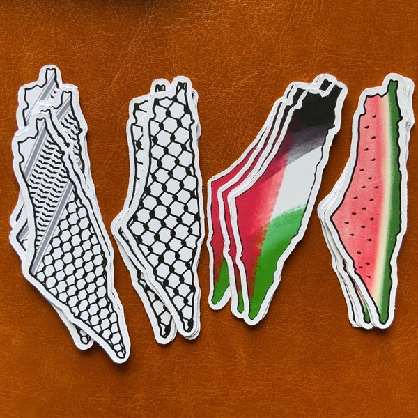 Palestine map stickers bundle handmade Watermelon waterproof die cut stickers Palestinian flag, Kuffiya Sticker Palestinian Resistance