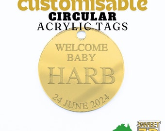 Custom Mirror Gift Tags, Acrylic Favour Tags, Save the Date Tags, Custom Baptism Tag, Luxury Custom Tags, Bomboniere, Acrylic Tags