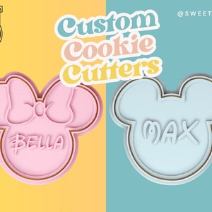 Customisable Mouse Cookie Cutter and Stamp - 3D Printed Cookie Cutter - Fondant - Icing - Kitchen - Embosser