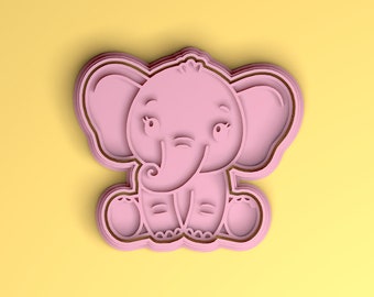 Cute Elephant Cookie Cutter and Stamp - Fondant Tool