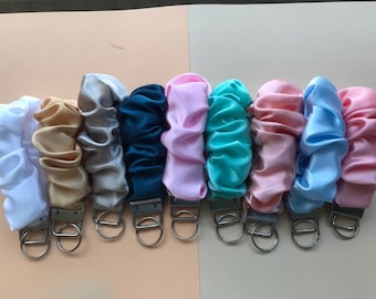 Silky/Satin Scrunchie Wristlet KeyFobs: Assorted Colours