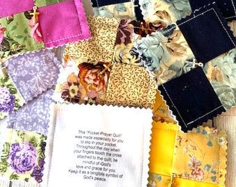 Handcrafted Pocket Prayer Mini Quilt, Spiritual, Religion, Christian, Comfort