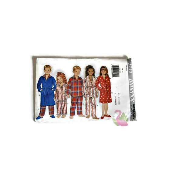 3710 UNCUT Vintage Butterick SEWING Pattern Childrens Pajamas Robe Belt Pants FF