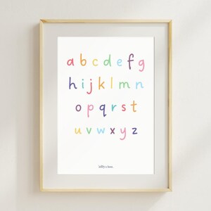 Rainbow Alphabet Poster Printable | A3 A4 A5 | Nursery Wall Art | Typography Phonics for Childs Bedroom or Playroom | Instant Download