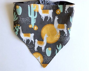 Llama Dog Bandana, Dog Bandana, Collar Bandana, Desert Bandana, Tribal Dog Bandana, Cactus Dog Bandana, Tie On Dog Bandana