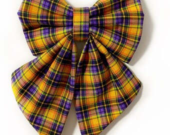Halloween Plaid Dog Sailor Bow | Headband and Bow Tie Option