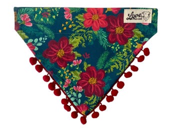 Poinsettia Dog and Cat Christmas Bandana