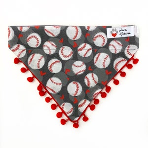 Baseball Hearts Dog Bandana: Over The Collar Sports Bandana